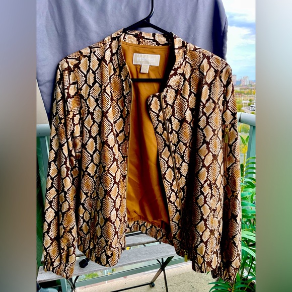 Michael Kors Snake Print Light Weight Bomber Jacket - Picture 1 of 2